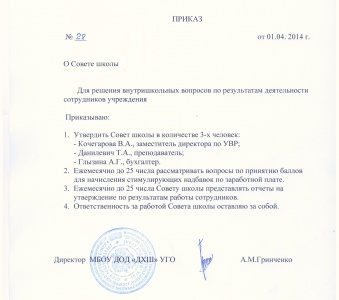 Приказ о Совете школы